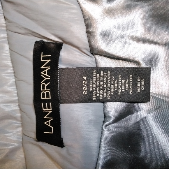 Lane Bryant Gray Nylon and Polyester Jacket with Faux Fir Collar Size 22/24 - Picture 4 of 5